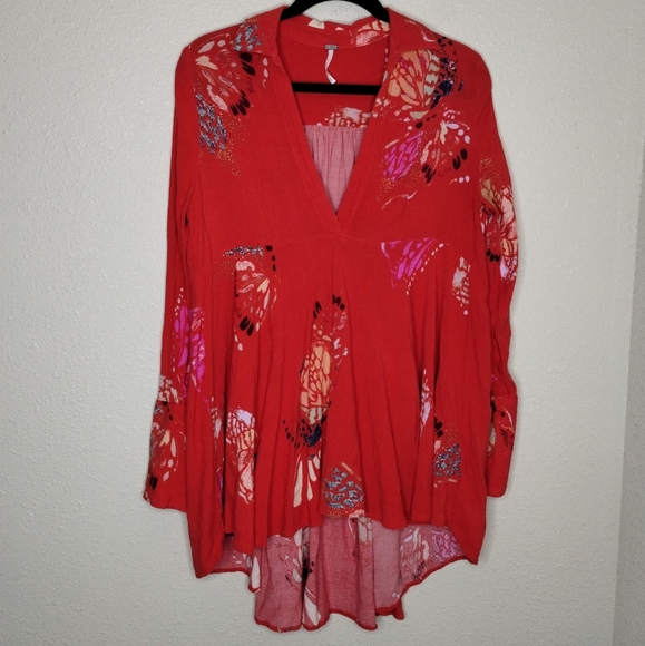 Free People Field Of Butterflies Semi-Sheer Tunic Size Small - Picture 2 of 7